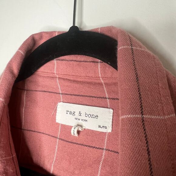 Rag & Bone Pink Quinn Plaid Cotton Blend Button Down Shirt XL - Picture 3 of 6
